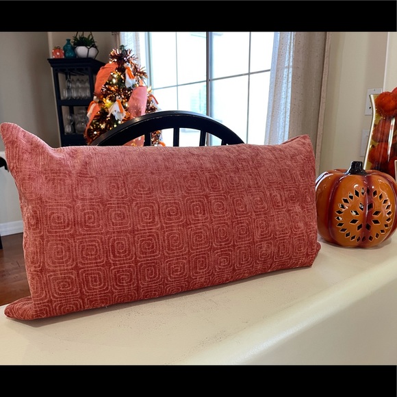 Other - Salmon Velveteen Lumbar Throw Pillow, Geometric